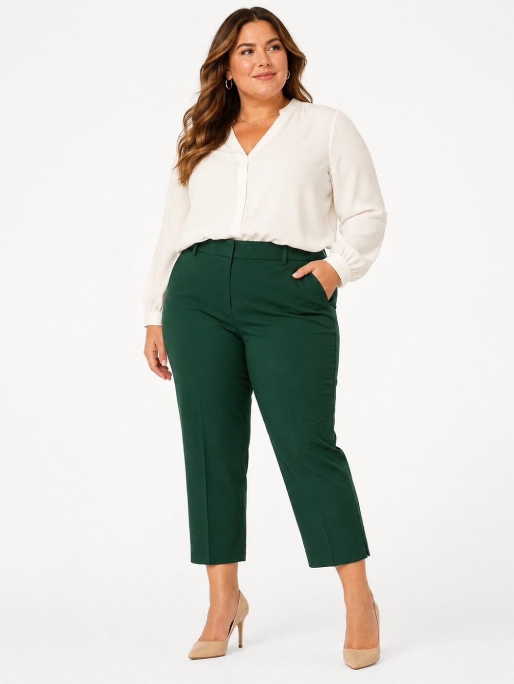 Lane Bryant Size 18 Forest Green Cropped Ankle Dress Pants Trousers